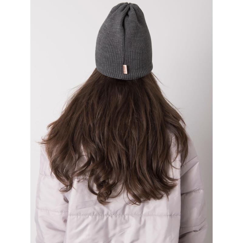 Női téli pomponos sapka sötétszürke