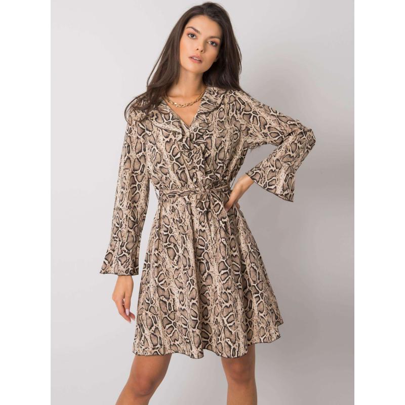 Dámské šaty s dlouhým rukávem AMIYA béžovo-černé 