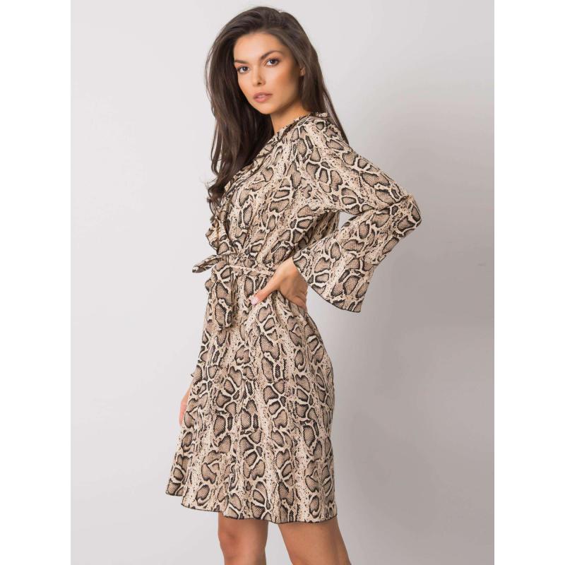 Dámské šaty s dlouhým rukávem AMIYA béžovo-černé 