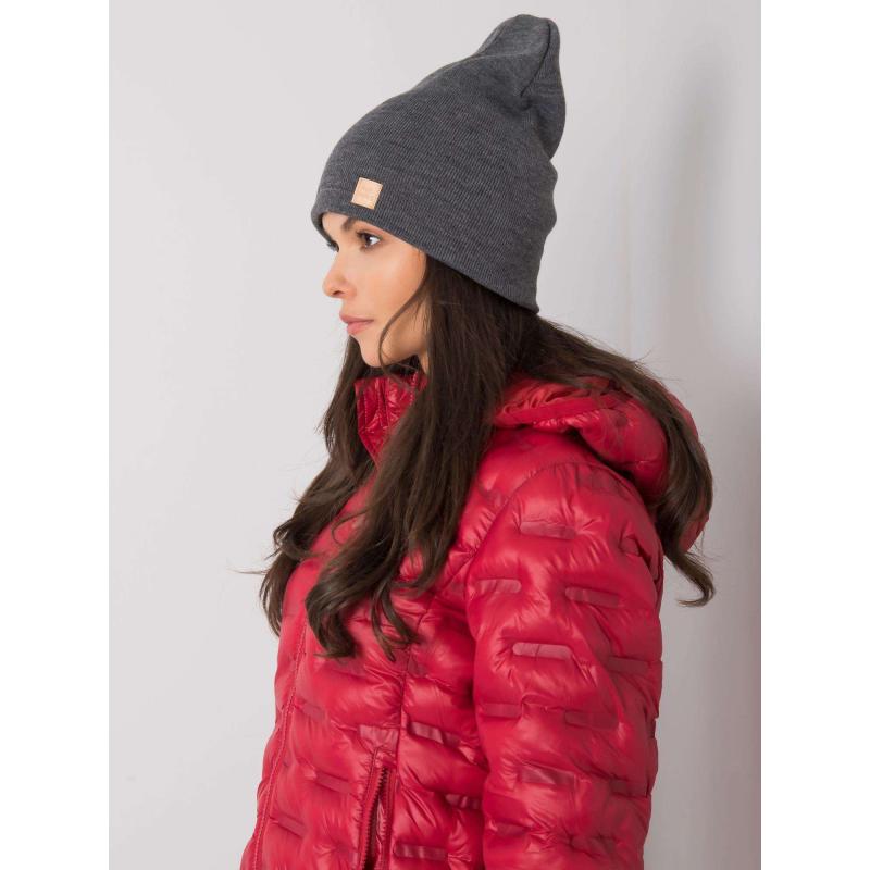 Női pomponos sapka sötétszürke