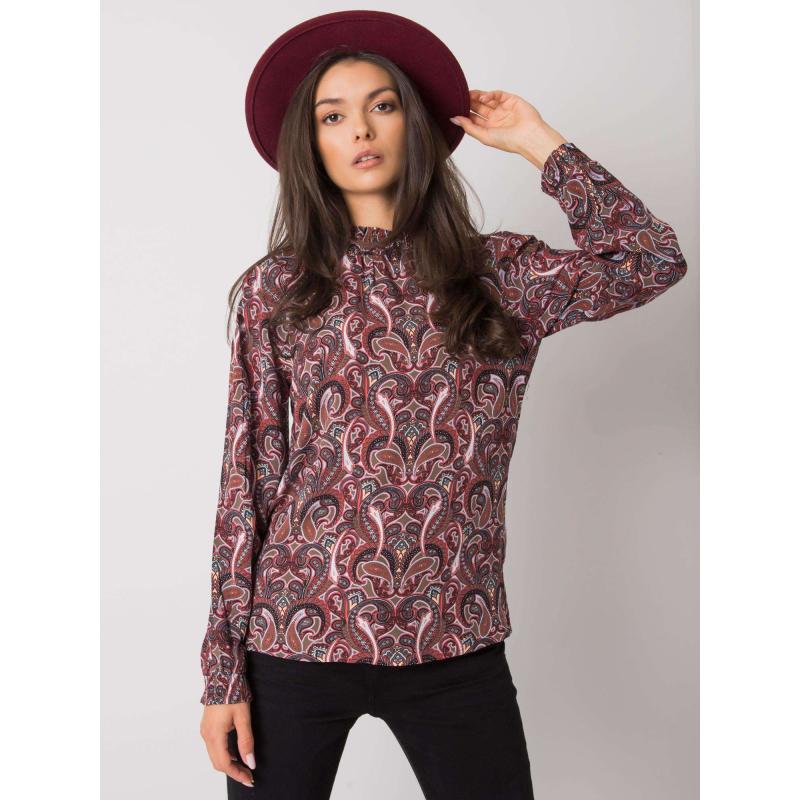 Női nyomtatott blúz Hadiya FRESH MADE sötét barna