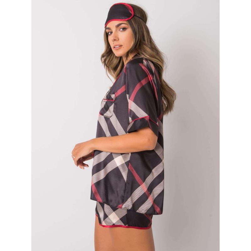 Dámske kockované pyžamo LORA čierne