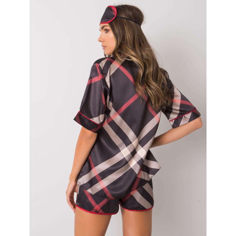 Dámske kockované pyžamo LORA čierne