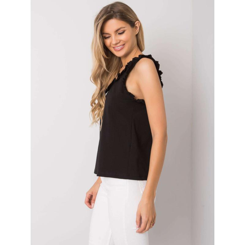 Dámsky top s volánikmi Sarai RUE PARIS čierny