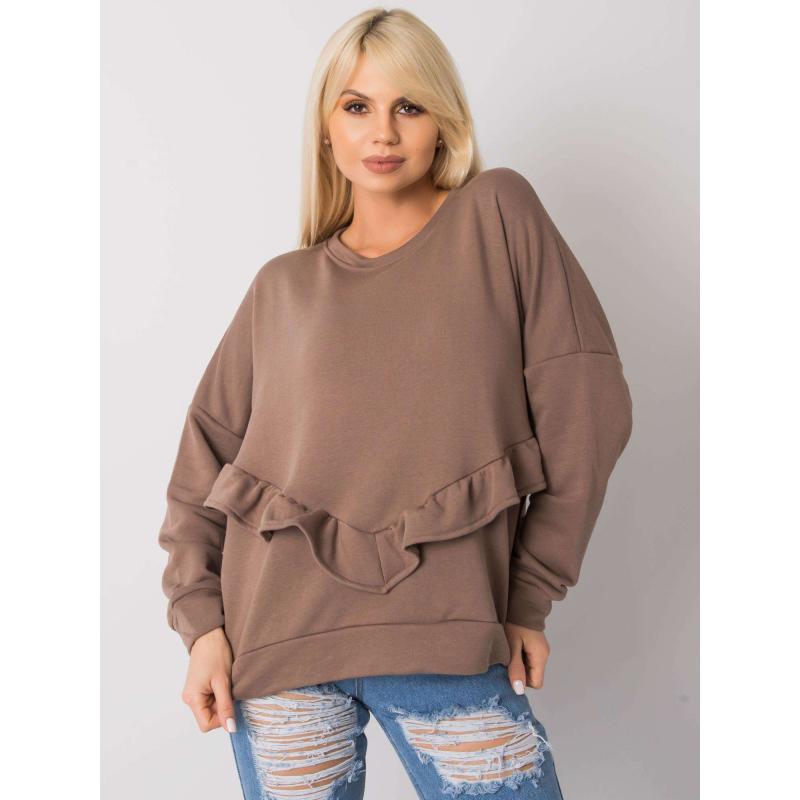 Dámská mikina s volánky Frose RUE PARIS hnědá 