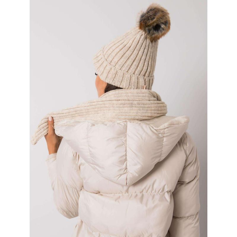 Dámský set s čepicí a šálou Rubby RUE PARIS béžový