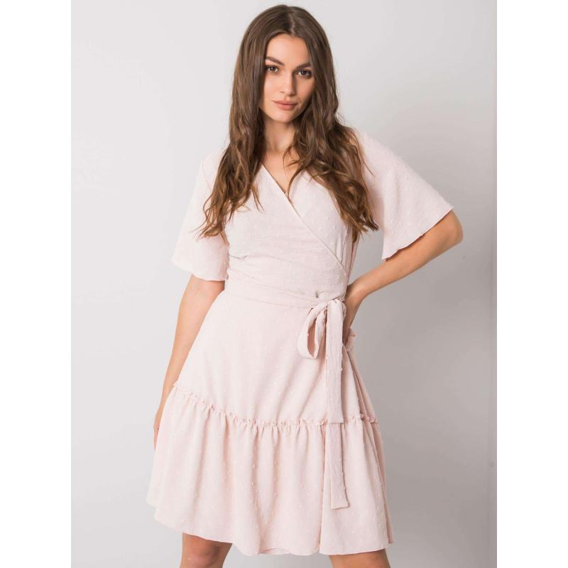 LACHELLE világos rózsaszín női fodros ruha