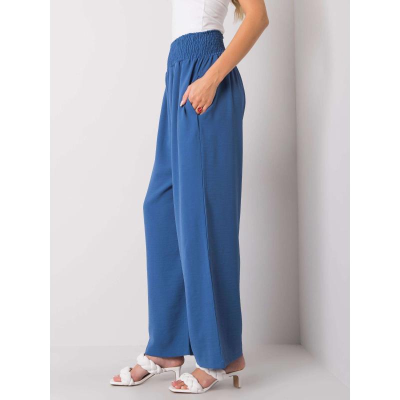 Dámske široké látkové nohavice Lareen RUE PARIS Dark Blue