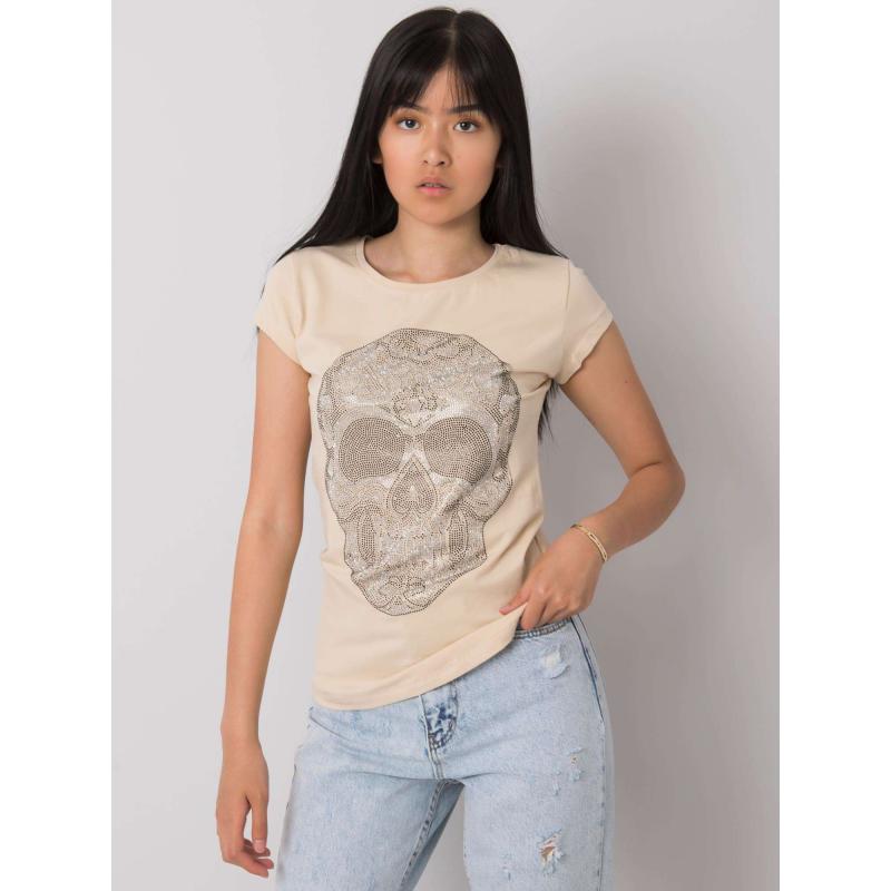 Dámské tričko SKULL béžové 