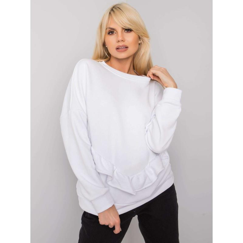 Női pulóver fodros Frose RUE PARIS fehér