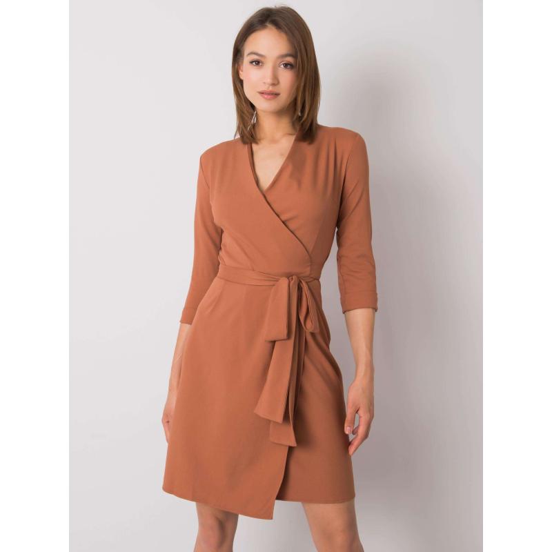 Női ruha nyakkendővel EDELIE barna