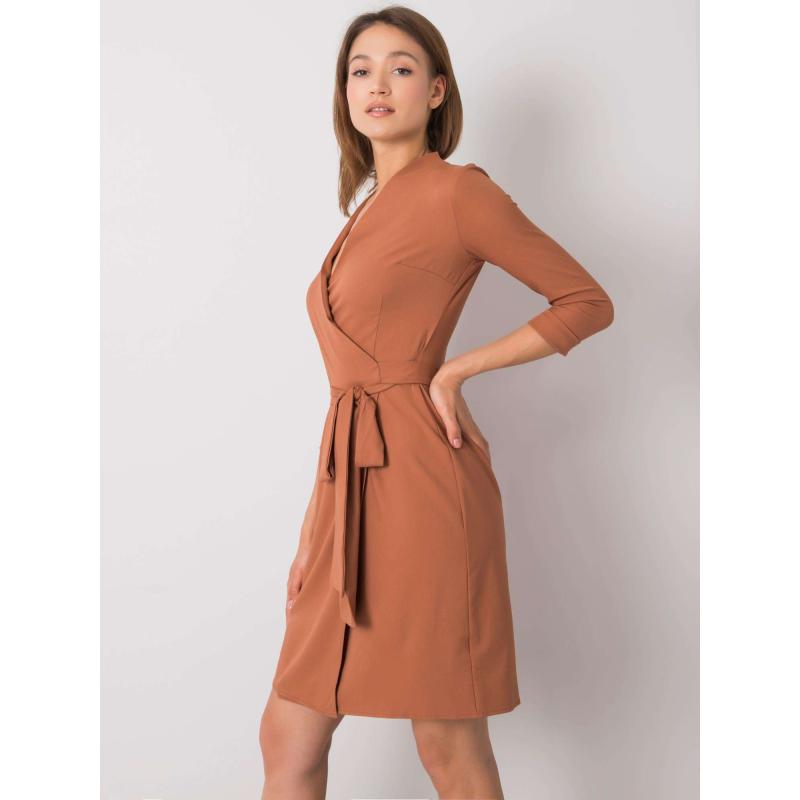 Női ruha nyakkendővel EDELIE barna