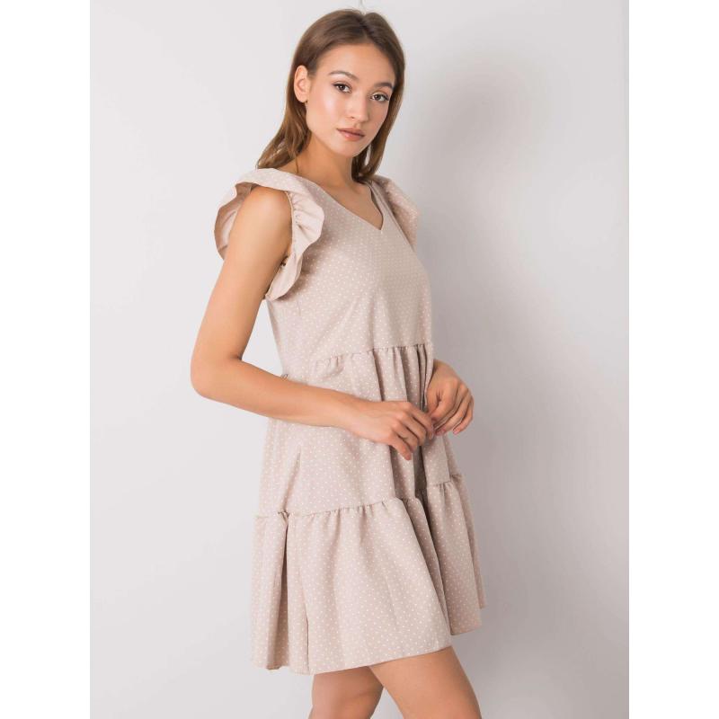 Női csíkos ruha RUE PARIS Aubriella Aubriella bézs színű