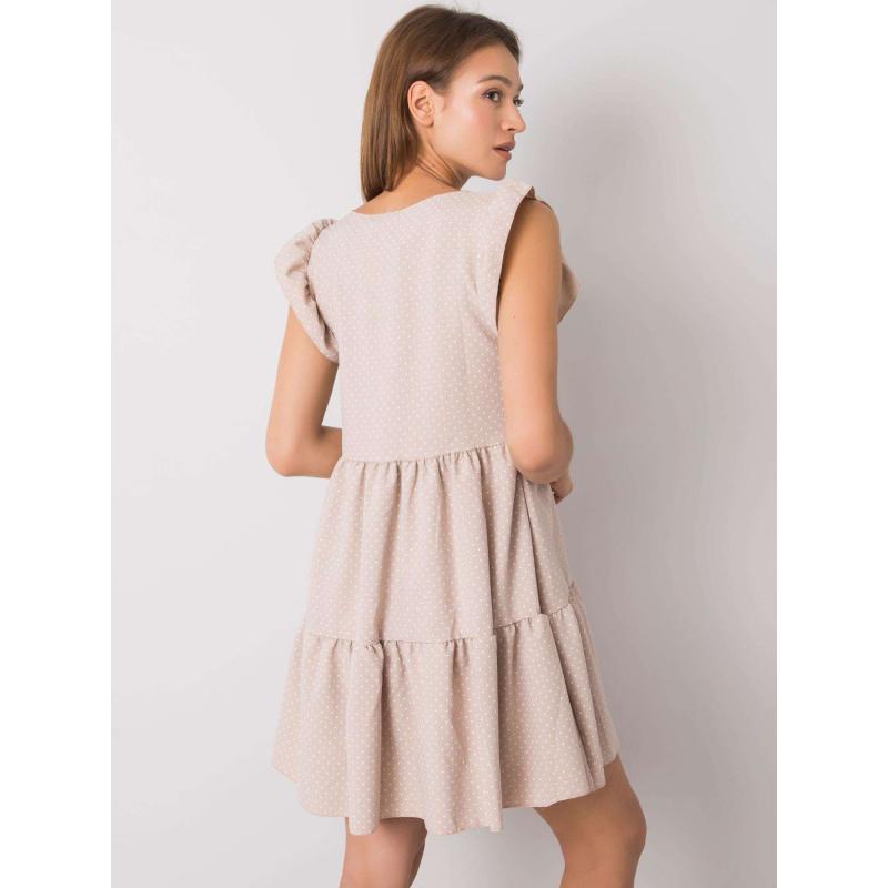 Női csíkos ruha RUE PARIS Aubriella Aubriella bézs színű