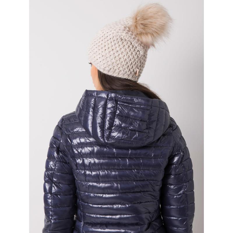 Dámská čepice s bambulí zimní béžová  