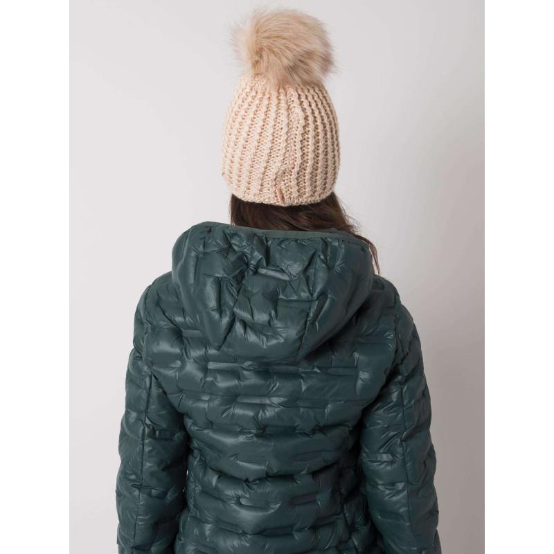 Dámská čepice s bambulí béžová  