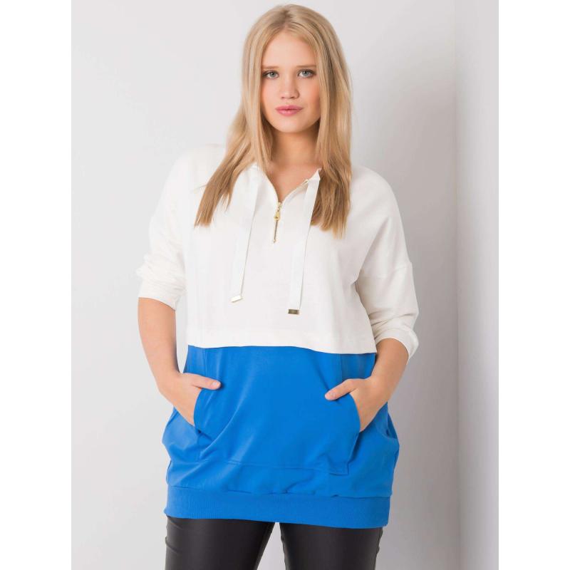 Női plus size pamut tunika PHILOMENE ekrü-sötétkék