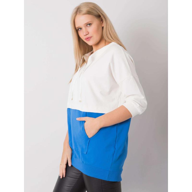 Női plus size pamut tunika PHILOMENE ekrü-sötétkék