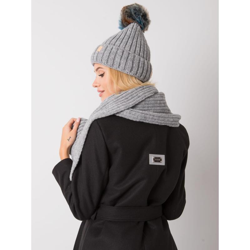Dámský set s čepicí a šálou Rubby RUE PARIS šedý 