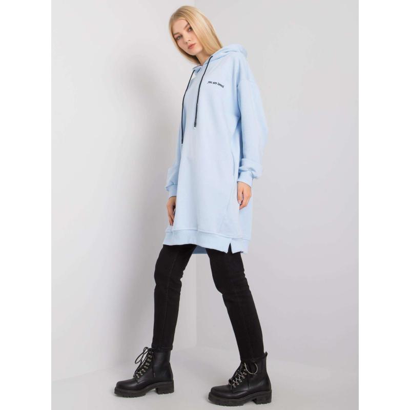 Női kapucnis pulóver zsebekkel INDIRA világoskék
