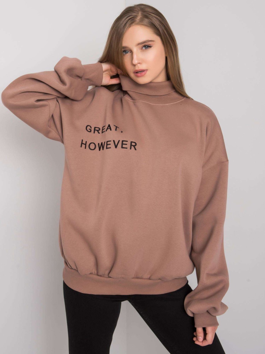 Dámská mikina oversize tepláková KELLY světle hnědá 