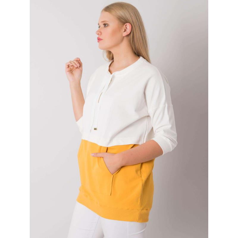 Dámska plus size bavlnená tunika PHILOMENE ecru-yellow