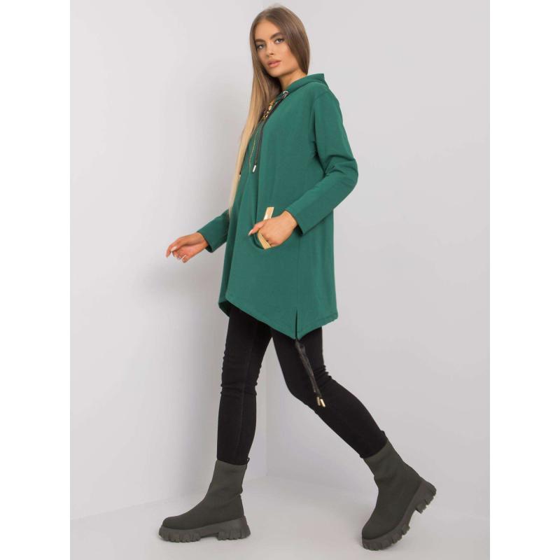 Női kapucnis pulóver NARISSA sötétzöld
