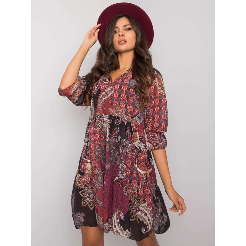 Čierne šaty s etnickými vzormi Corrine RUE PARIS