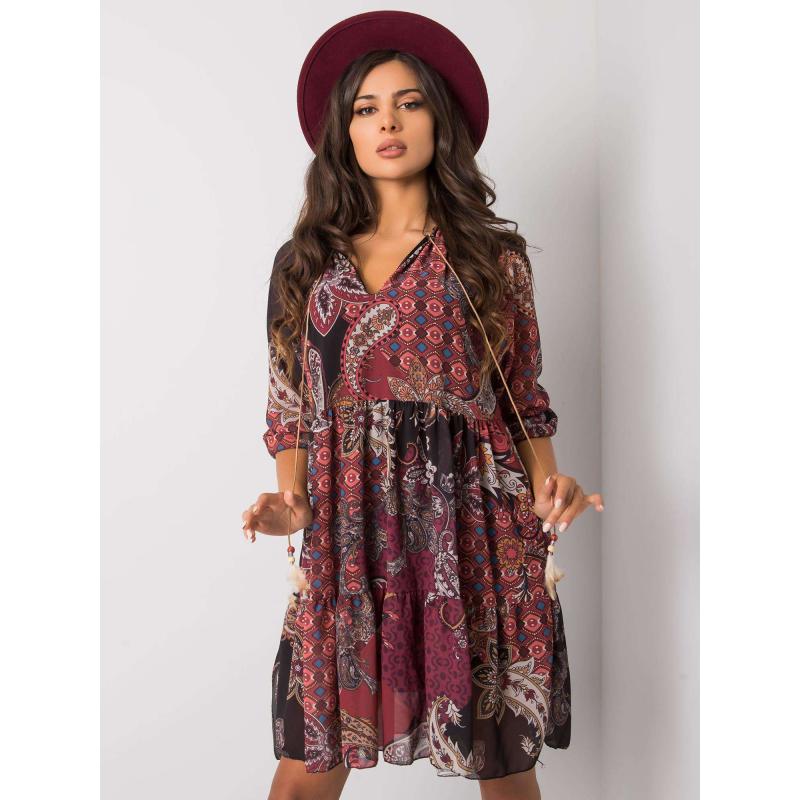 Čierne šaty s etnickými vzormi Corrine RUE PARIS