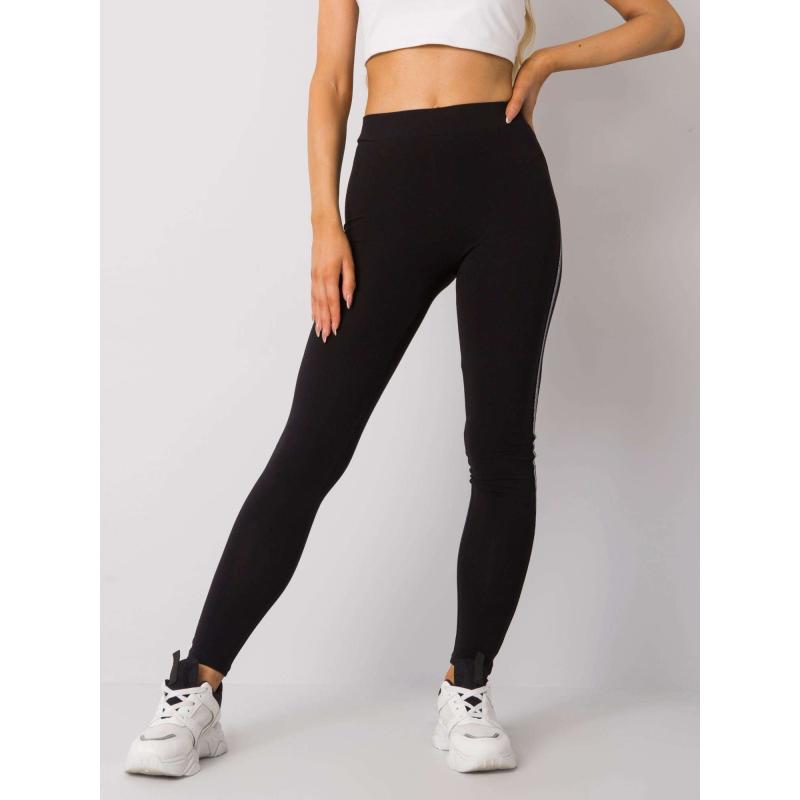 Dámske bavlnené legíny Naila RUE PARIS čierno-strieborné