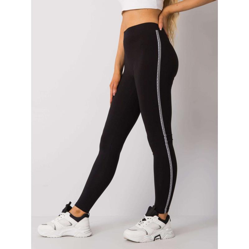 Dámske bavlnené legíny Naila RUE PARIS čierno-strieborné