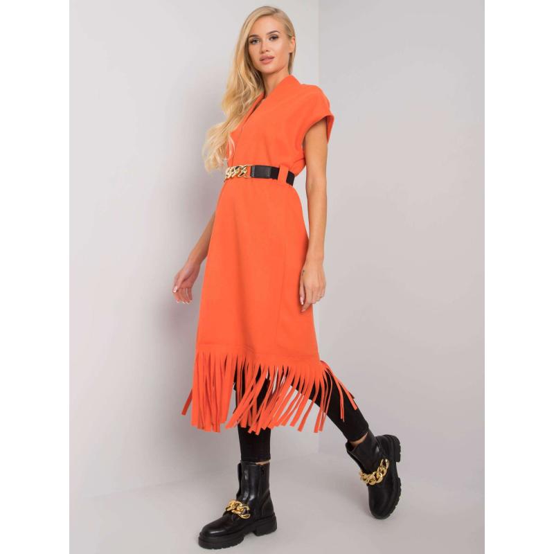 Dámské pončo s třásněmi fleecové Forla oranžové 