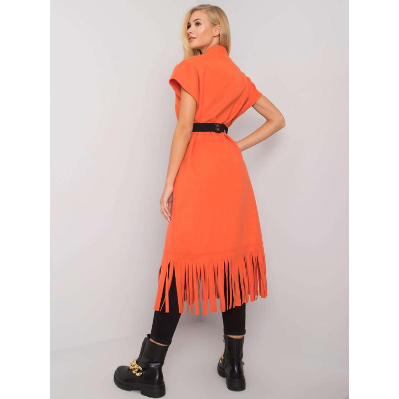 Dámské pončo s třásněmi fleecové Forla oranžové 