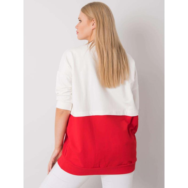 Dámská tunika z bavlny plus size PHILOMENE ecru-červená  