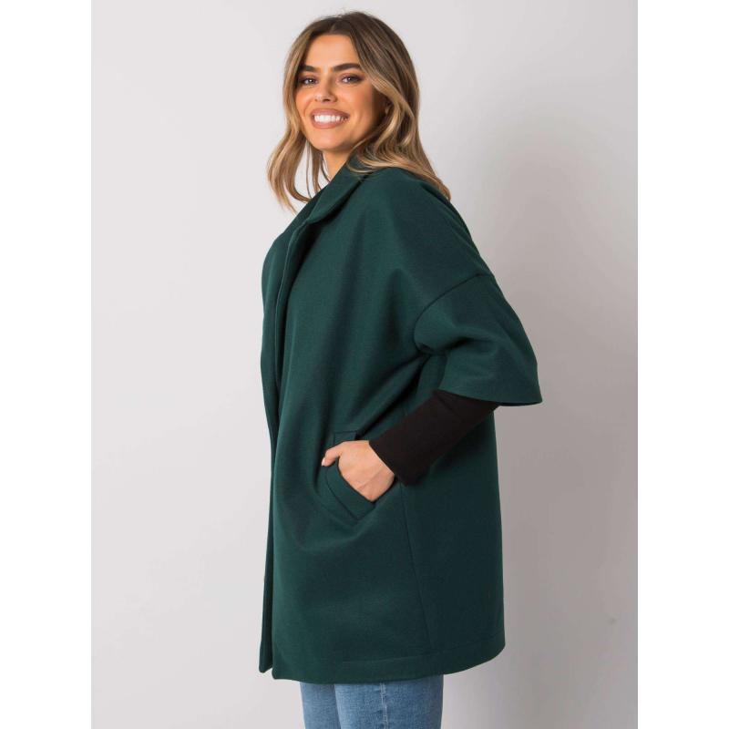 Dámský kabát volný  Aliz RUE PARIS tmavě zelený