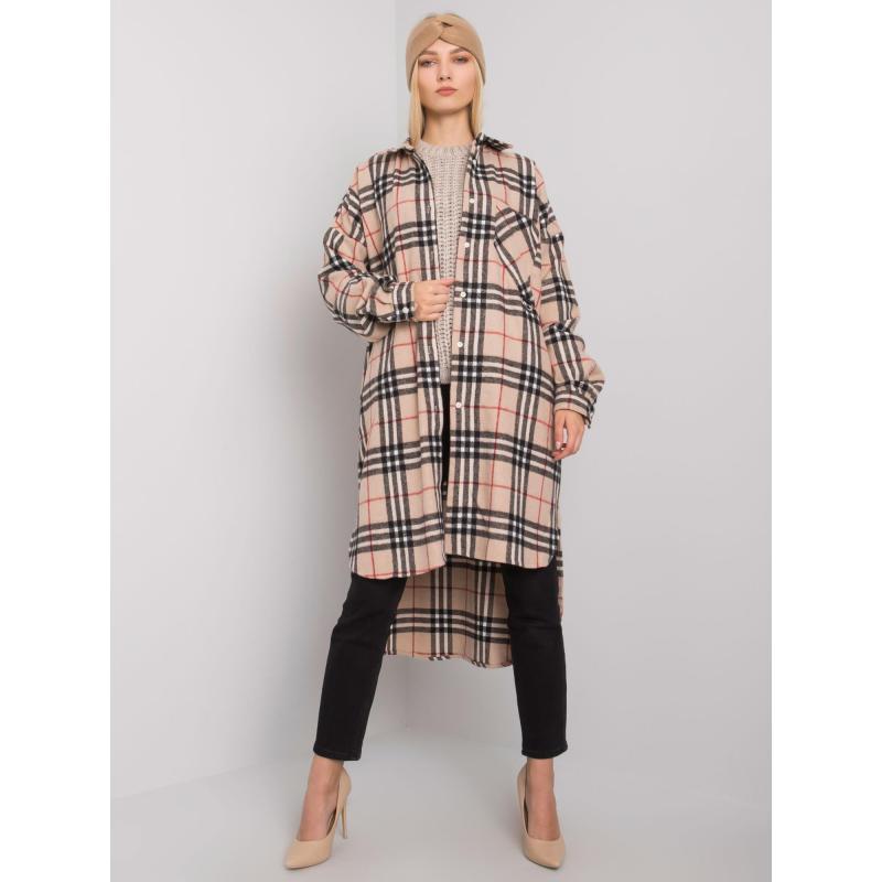 Dámská košile dlouhá kostkovaná BALTIMORE béžovo-černá