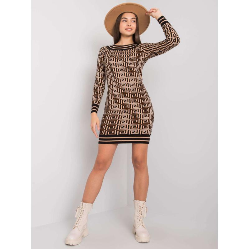 Dámské šaty Montrose OCH BELLA hnědé a černé 