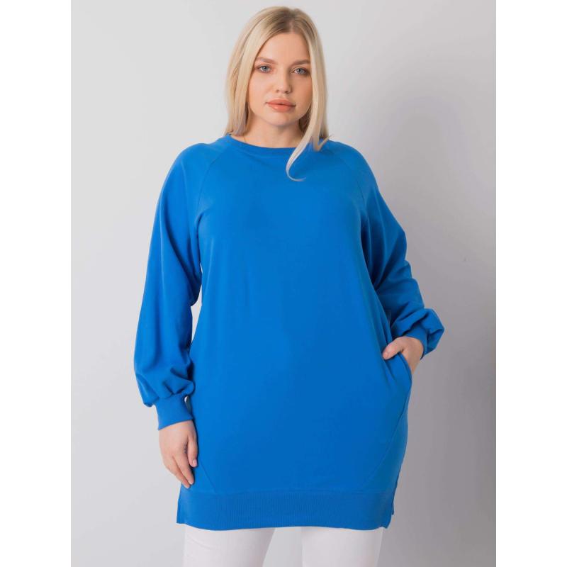 Dámska hladká blúzka plus size TOLEDO tmavomodrá