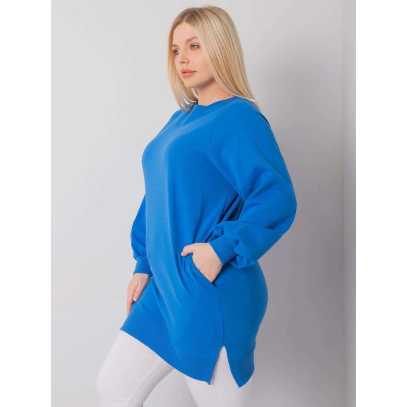 Dámska hladká blúzka plus size TOLEDO tmavomodrá