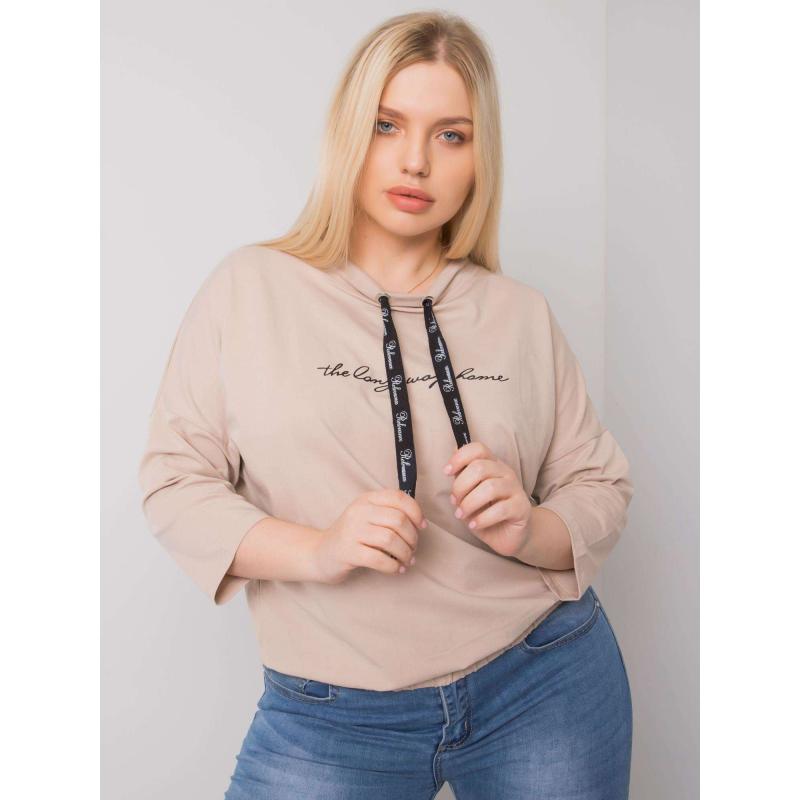 Dámska blúzka plus size s nápisom PERRY svetlo béžová