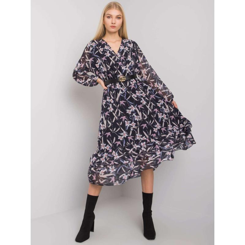 Dámske volánové midi šaty MAYRA navy blue