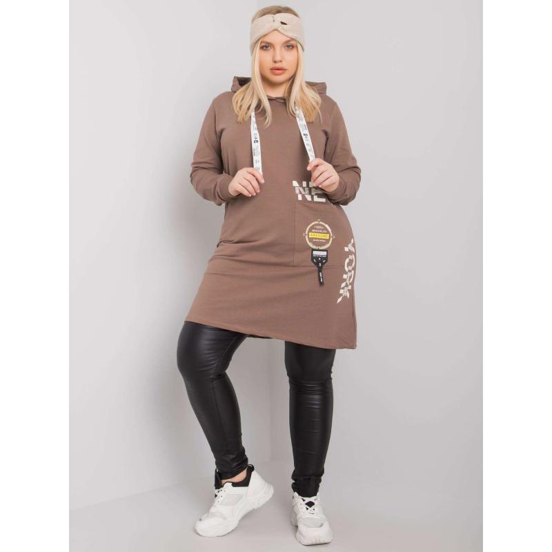 Női plus size kapucnis tunika ASHFORD barna