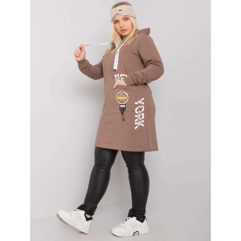 Női plus size kapucnis tunika ASHFORD barna