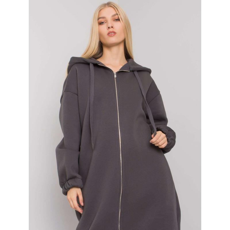 Női kapucnis pulóver hosszú YASEMIN grafit