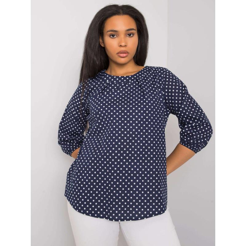 Dámska plus size blúzka s bodkami ROSARIA navy blue