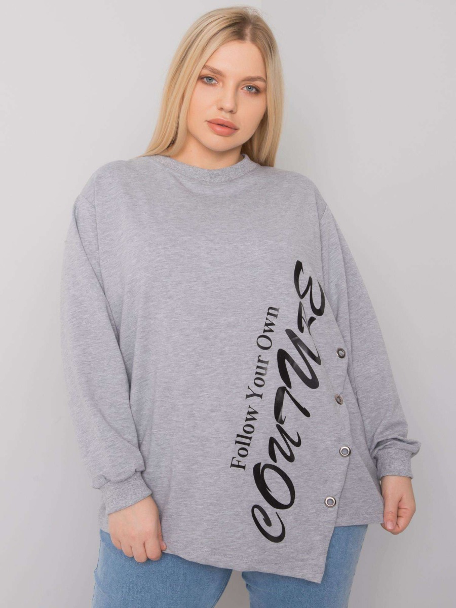 Női melange aszimmetrikus, plus size blúz ELFRIEDE szürke