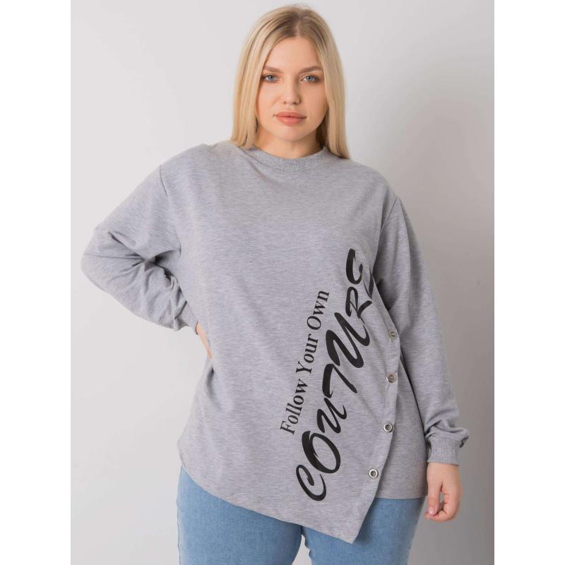 Női melange aszimmetrikus, plus size blúz ELFRIEDE szürke