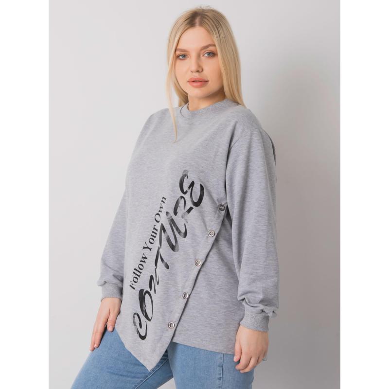 Női melange aszimmetrikus, plus size blúz ELFRIEDE szürke