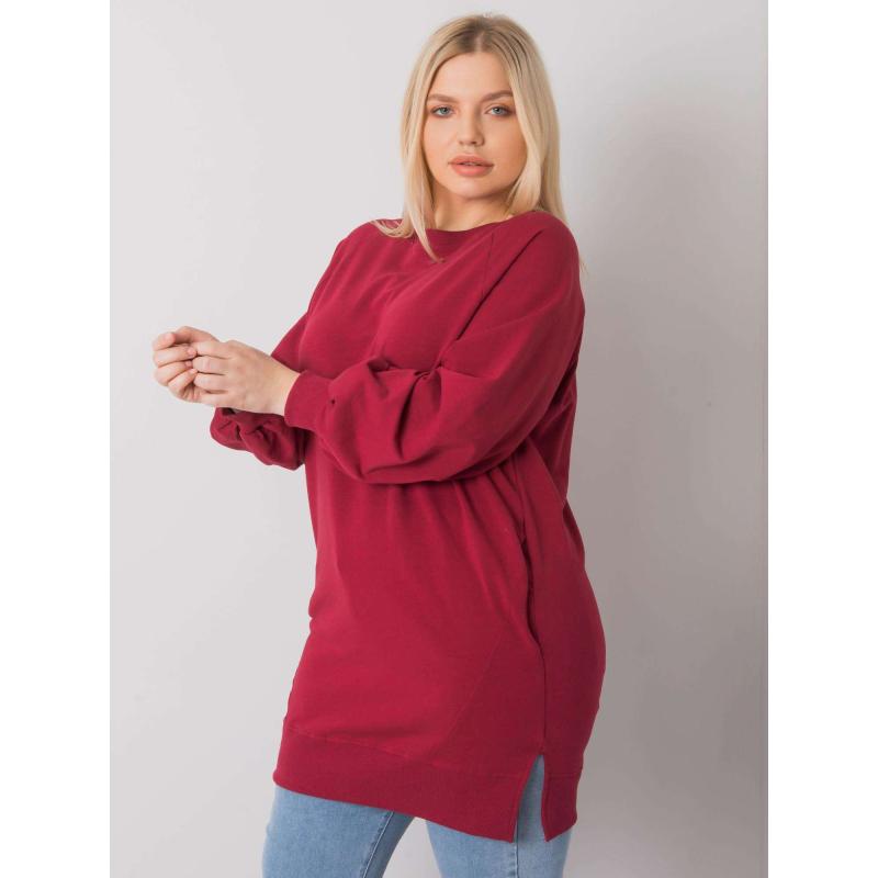 Női egyszínű plus size blúz TOLEDO bordó