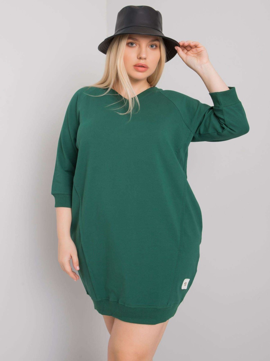 Dámské šaty Karissa bavlněné plus size tmavě zelené 